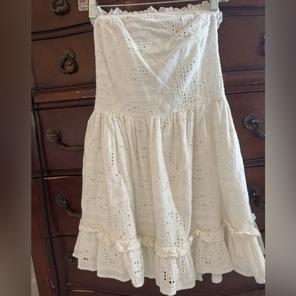 Anthropologie Dresses & Skirts - Anthropologie-White Strapless Eyelet Dress Size Small